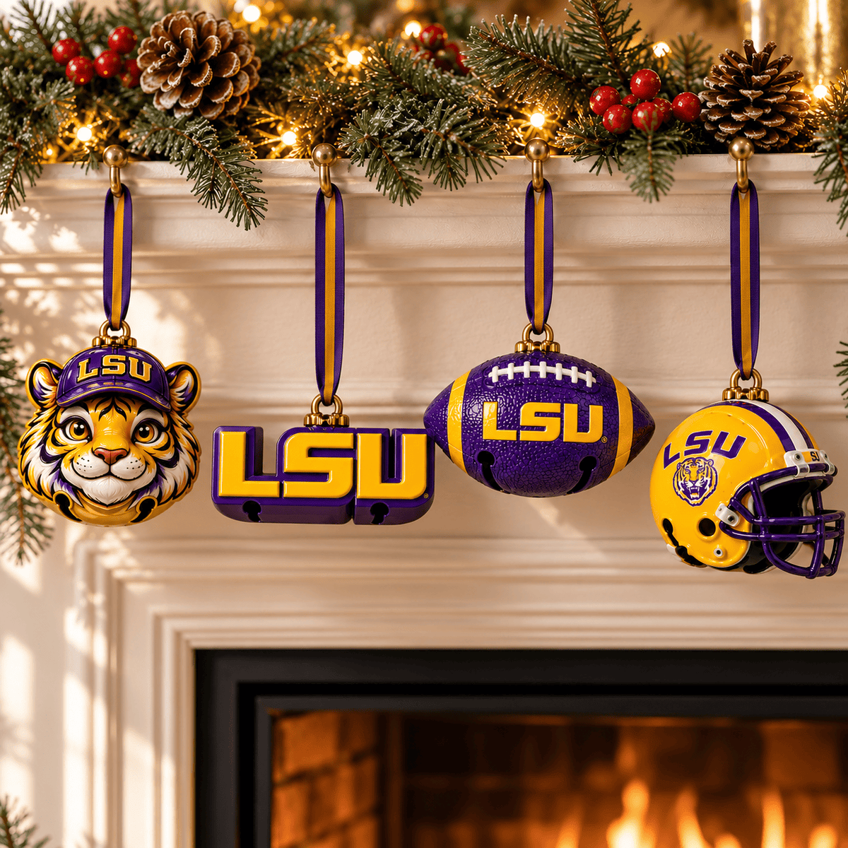 Premium LSU Christmas Bell Ornament TTMH