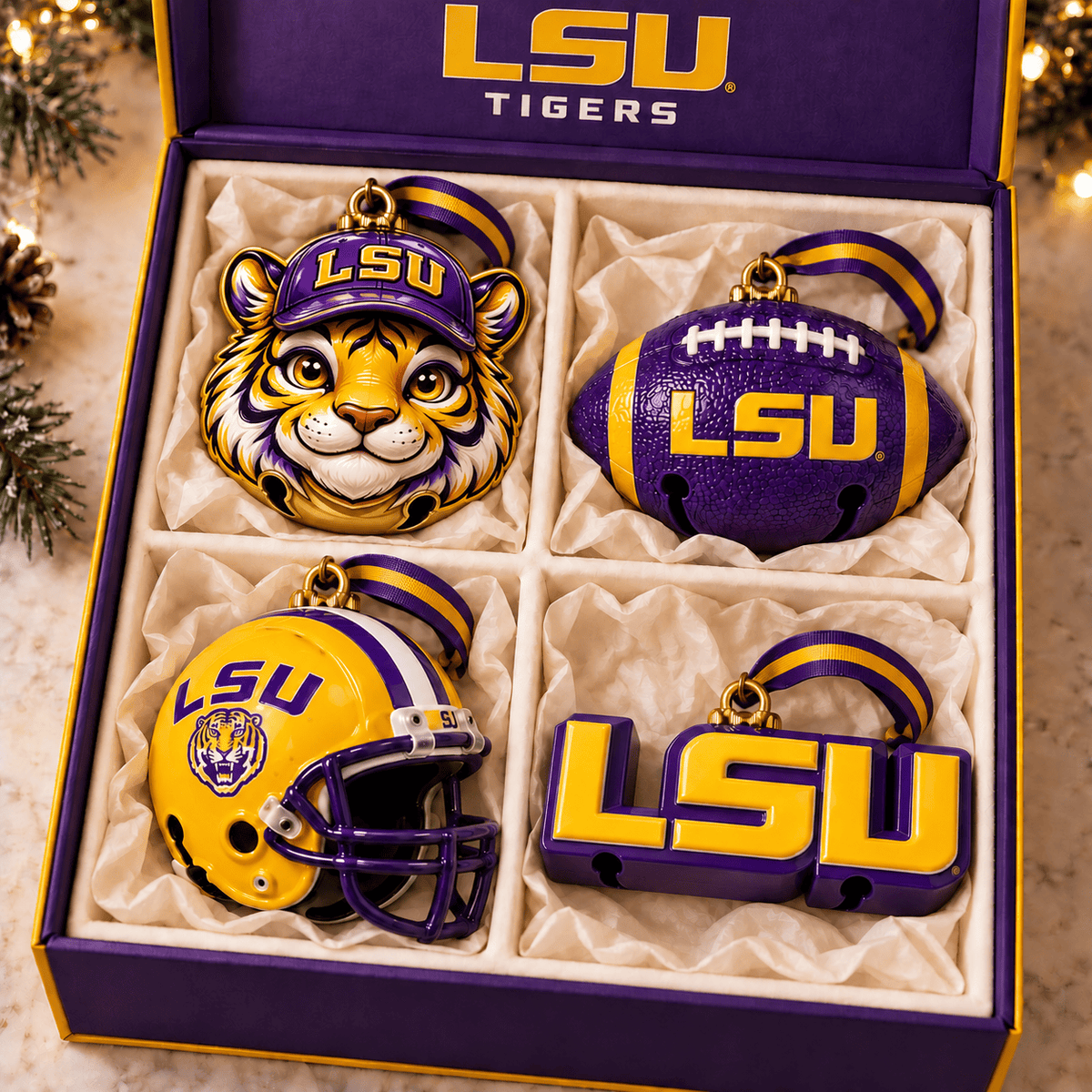 Premium LSU Christmas Bell Ornament TTMH
