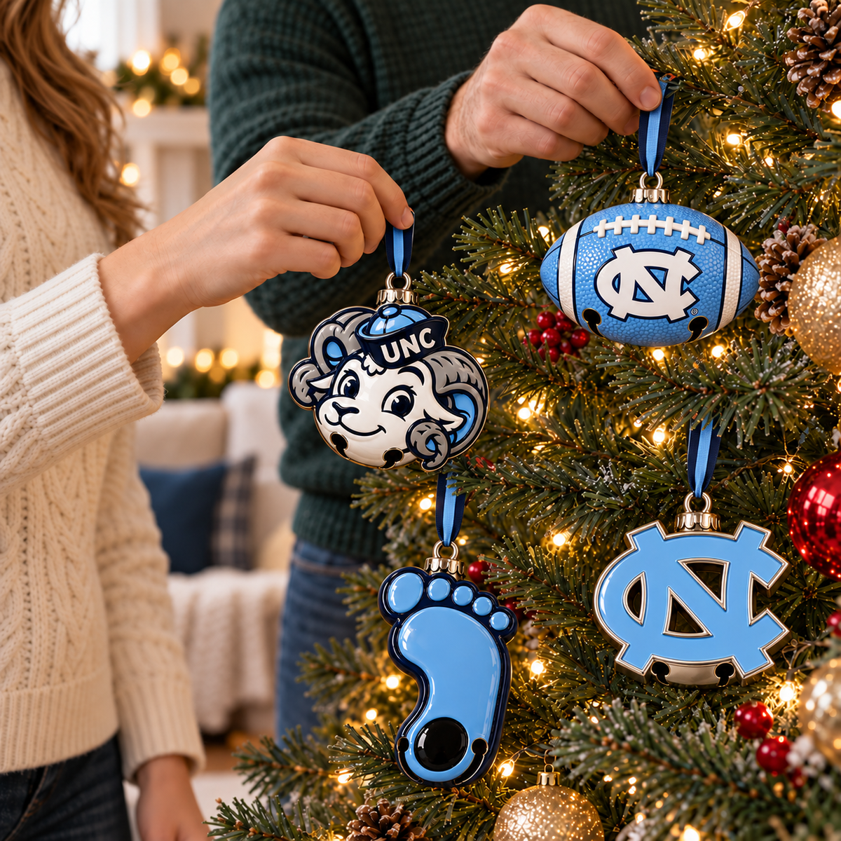 Premium UNC Christmas Bell Ornament TTMH