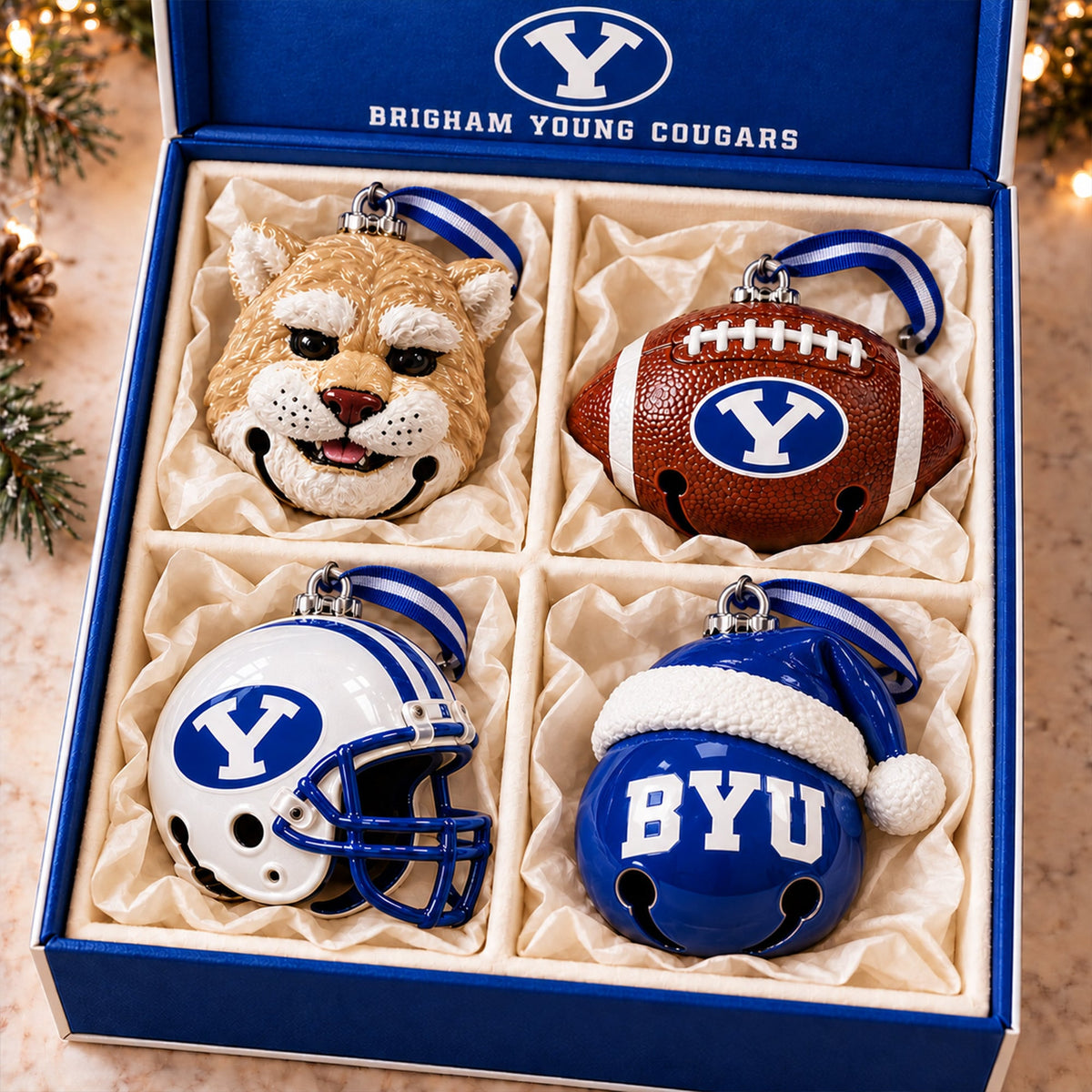 Premium BYU Christmas Bell Ornament PVNA