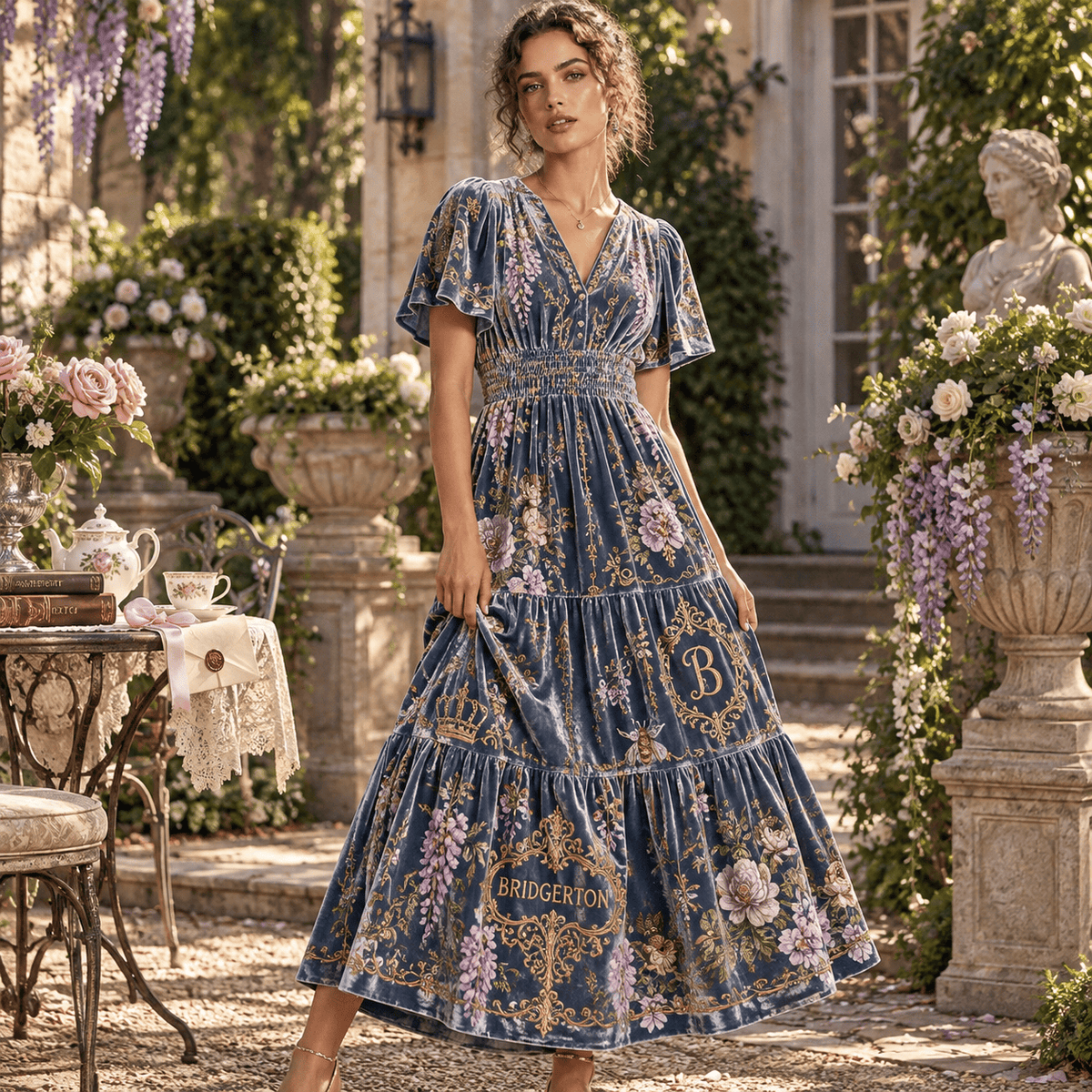 BGT Premium Embroidered Velvet Maxi Dress PTKL