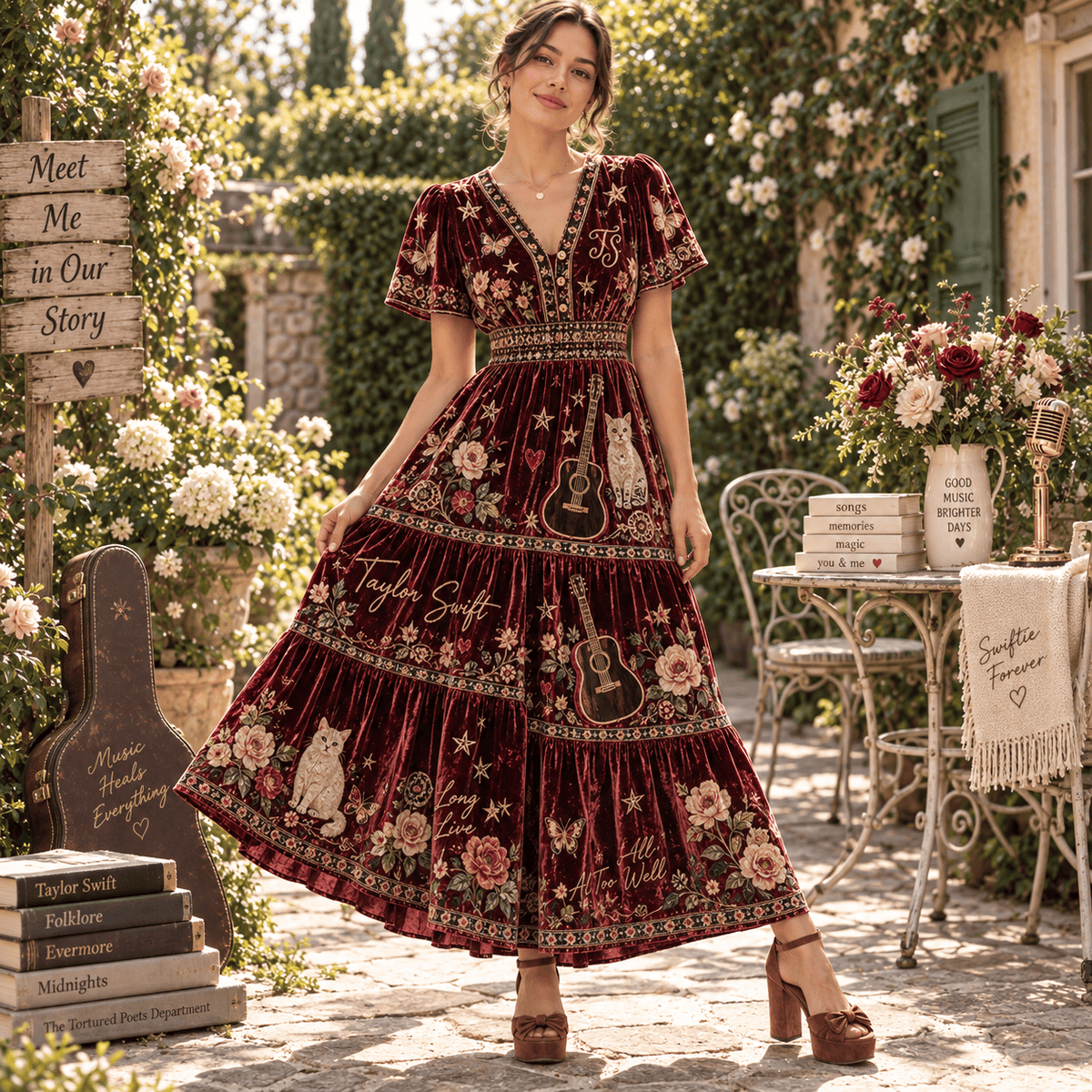 TLSW Premium Embroidered Velvet Maxi Dress PTKL
