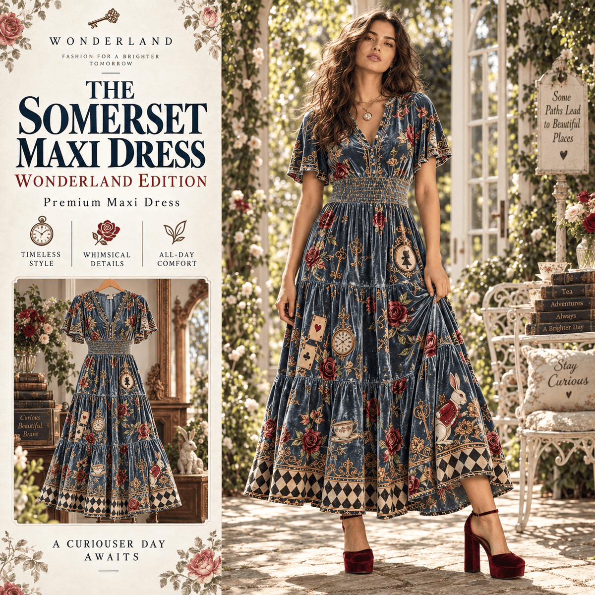ALW Premium Embroidered Velvet Maxi Dress PTKL