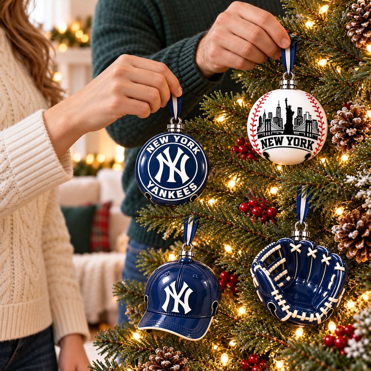 Premium NYY Christmas Bell Ornament PVNA