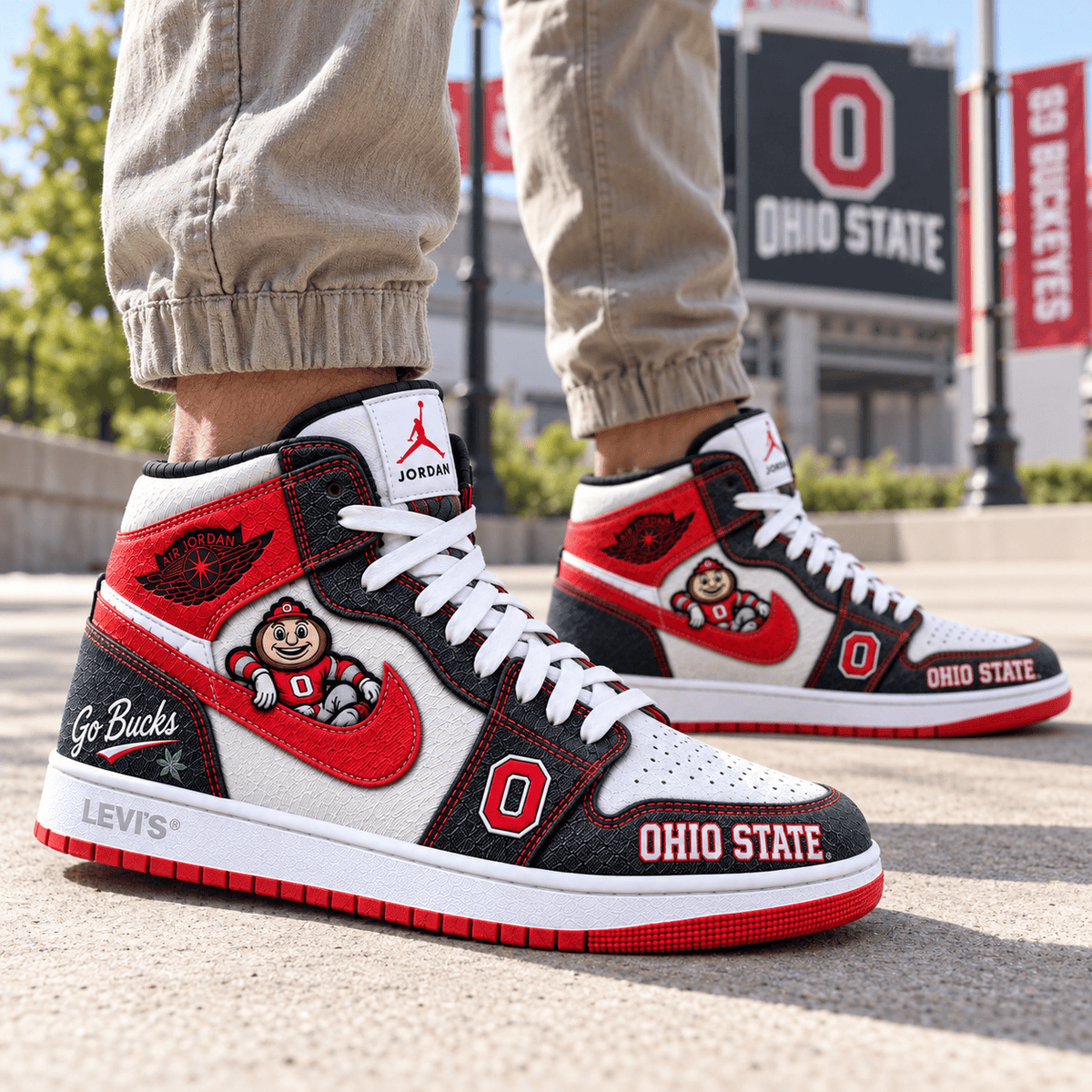 OSB Premium Denim Embroidered High-Top Sneakers NTNA