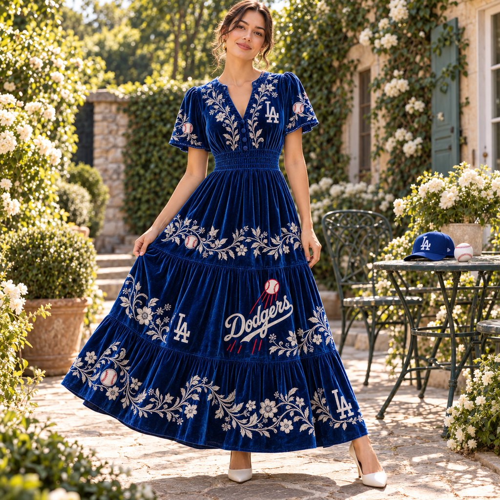 LAD Premium Embroidered Velvet Maxi Dress PTKL