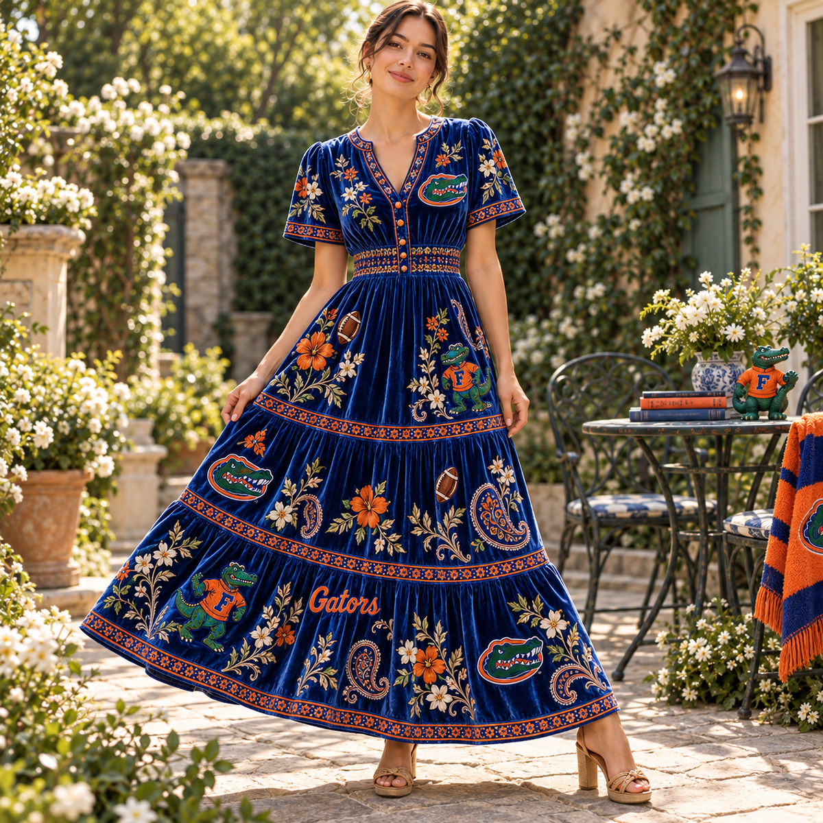 FGT Premium Embroidered Velvet Maxi Dress PTKL