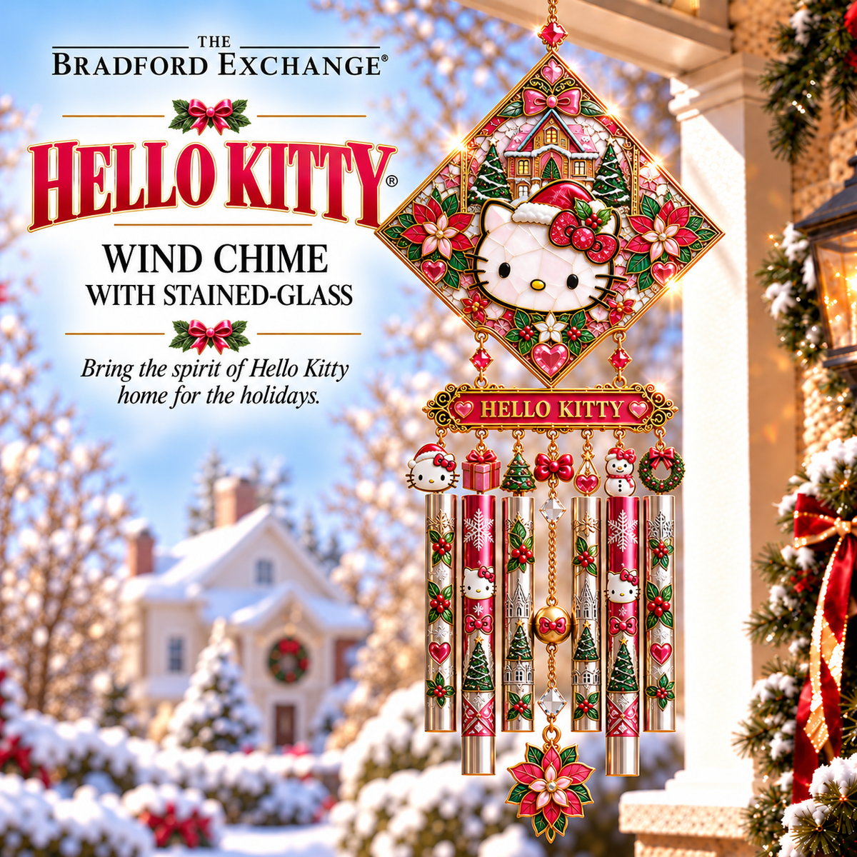 HLKT Premium Christmas Stained Glass Wind Chime NTNA
