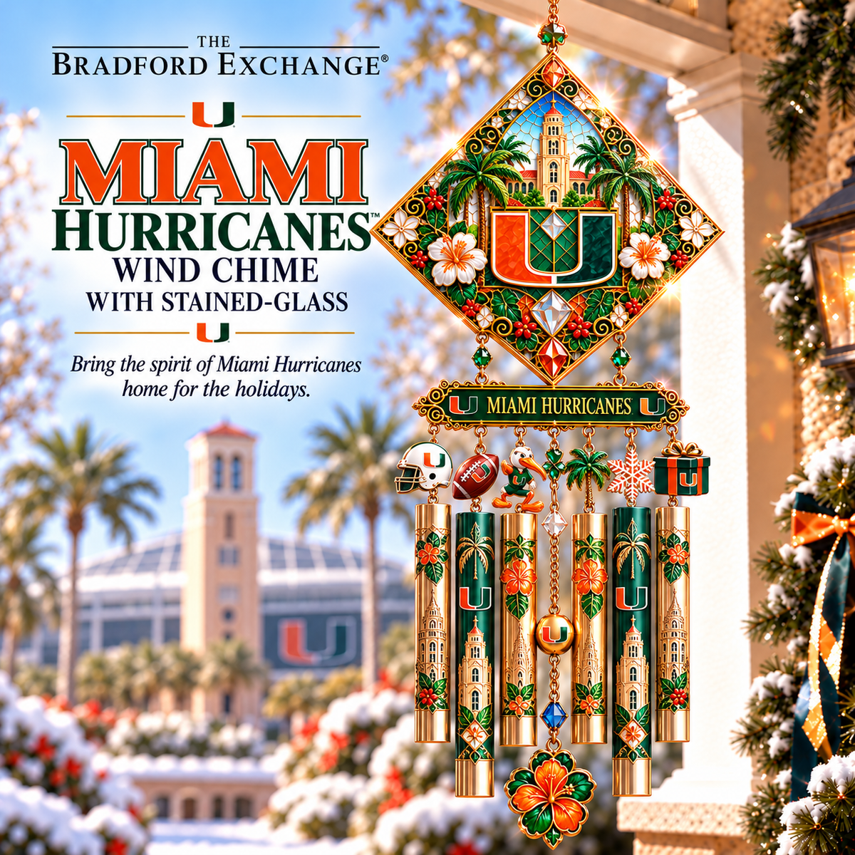 MHC Premium Christmas Stained Glass Wind Chime NTNA