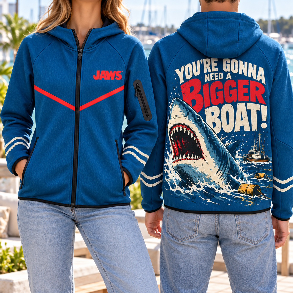 JAWS PREMIUM GRAPHIC ZIP HOODIE HQH