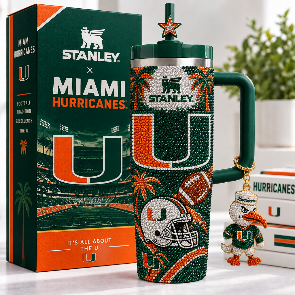 Miami Hurricanes 40oz Tumbler With Handle TTNL