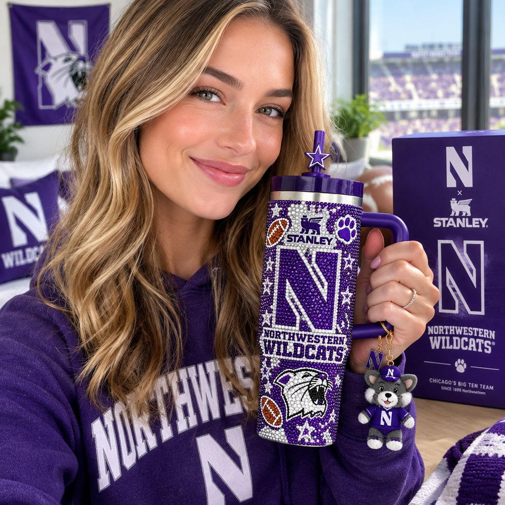 Northwestern Wildcats 40oz Tumbler With Handle TTNL